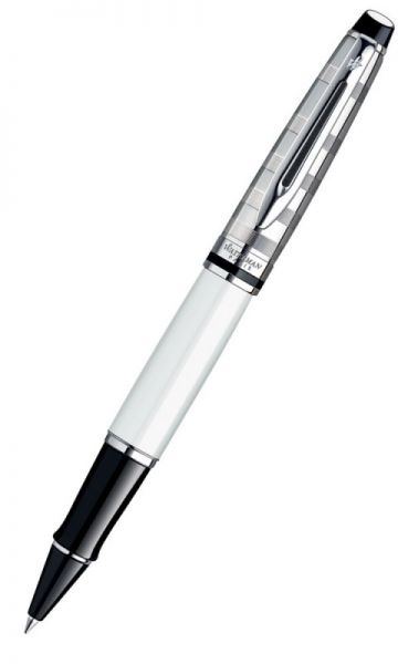 Ручка роллер WATERMAN Expert 3 (S0952420) Deluxe White CT (F) чернила: черный латунь блестящий хром